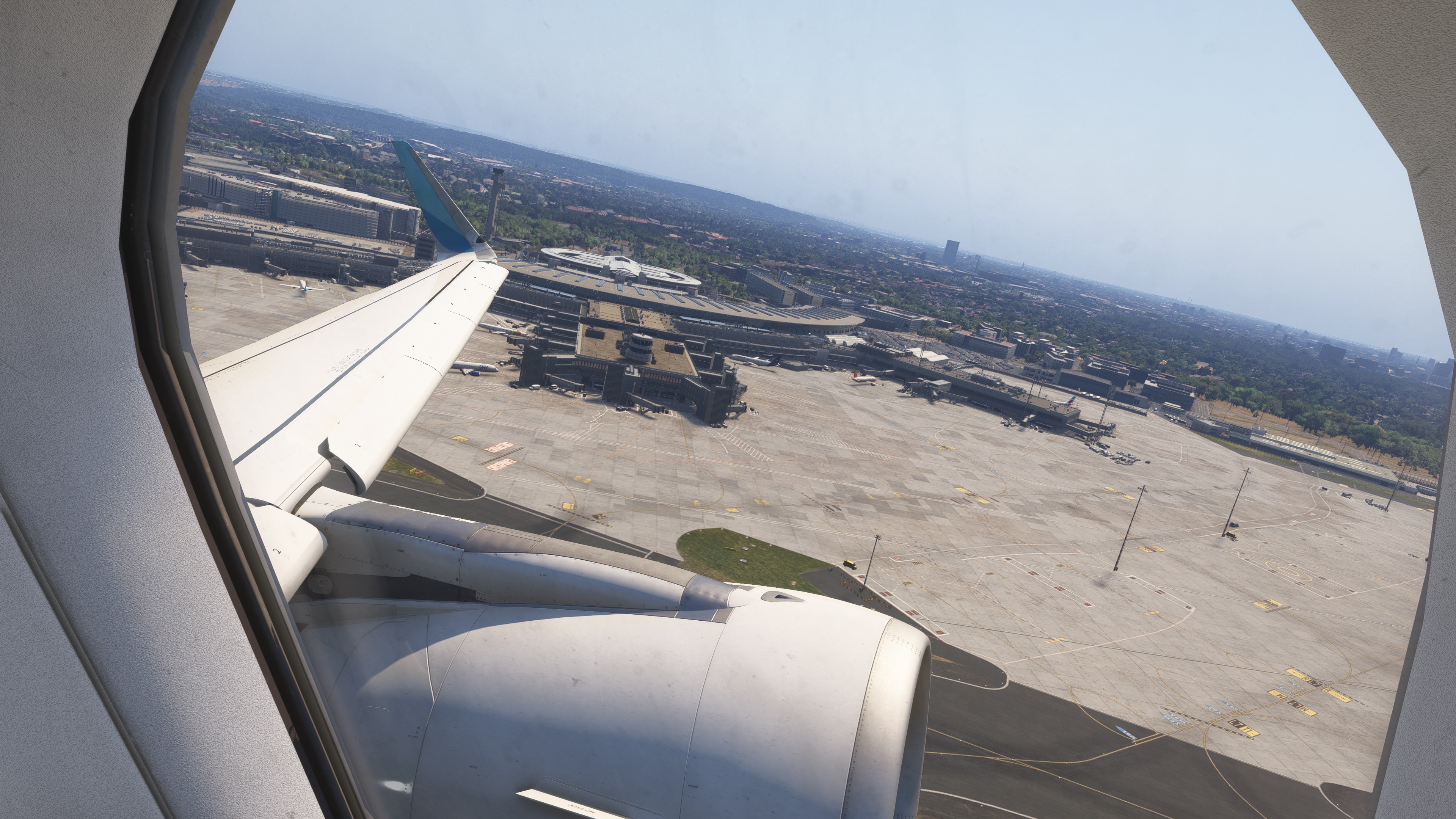 Passenger window view on a vEWG community flight from Düsseldorf